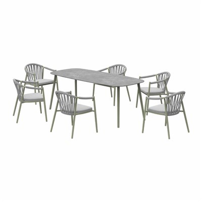 6-dielna hliníková jedálenská súprava na terasu